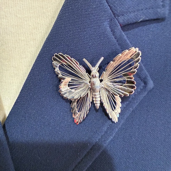 Monet Silver Butterfly Brooch - Picture 2 of 6